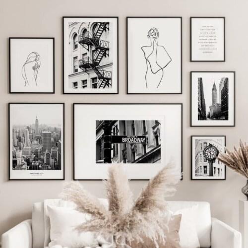 Wall Art Canvas Painting Black White New York City Buildings Quote Nordic Posters And Prints Wall Pictures For Living Room Decor