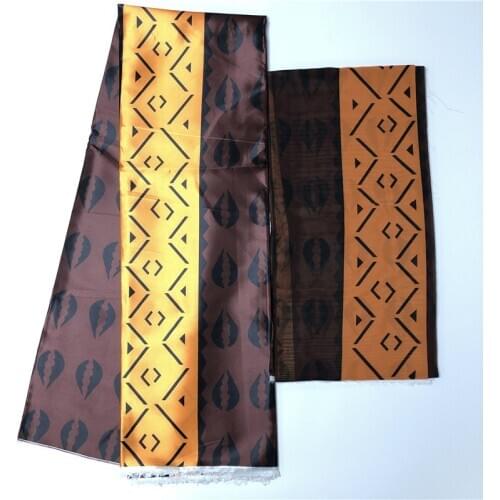 Latest african wax pattern satin silk fabric for dress creative Digital print wax satin silk fabric 4+2 yards/lot YL101601