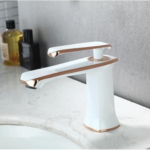 New Arrival Brass Gold White /Matte Black Bathroom single lever hot cold basin faucet Toilet Sink Faucet Water Crane Mixer