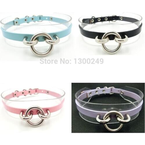 Unisex Harajuku Sexy Handmade Leather O-Round Collar Punk Rock Goth Beauty Choker Necklace two layer torques