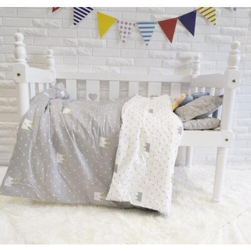 Good Quality Cute crown 100% Cotton постельное белье Crib Bed Linen Kit Cartoon Cot Bedding Set,Duvet/Sheet/Pillow, with filling