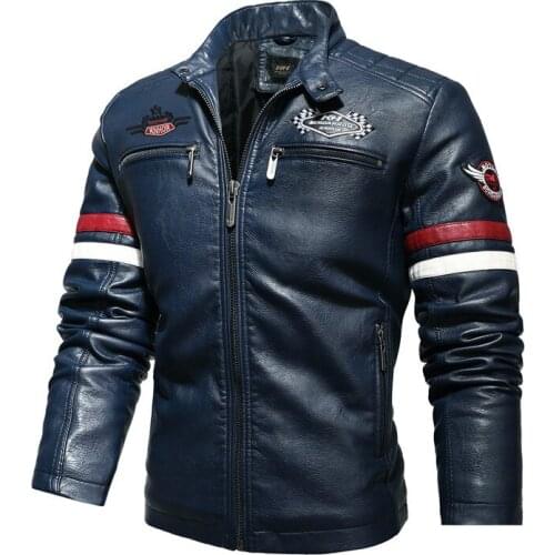 Casual Motor Spliced Leather Jacket Men Autumn Spring New Vogue Biker Vintage Warm Leather Jacket Mens PU Coat Outwear 5XL