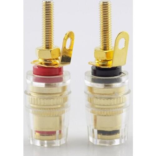 4mm Gold Plated Amplifier Speaker Banana Plug Binding Posts Oxidation Resistance Brass Terminal w/ Transparent Shell
