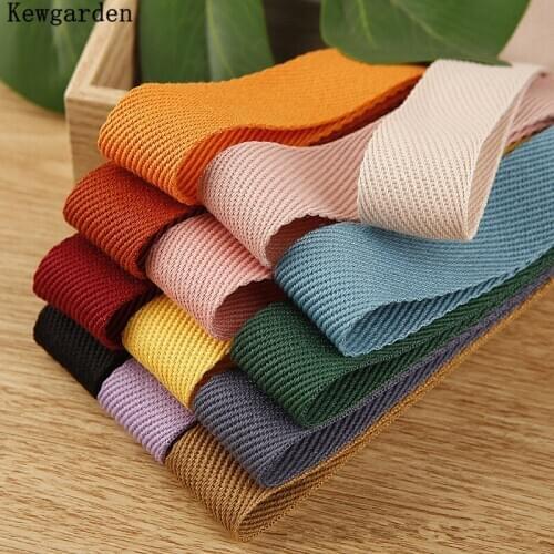Kewgarden Handmade Tape DIY Bow tie Sewing Accessories Packing Webbing 1" 1.5" 10mm 38mm 25mm Twill Cotton Linen Ribbon 10 Yards