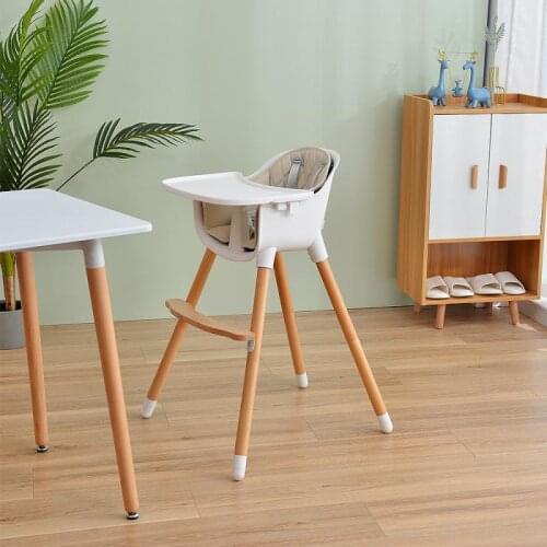 Baby Highchairs High-foot Beech Chair Adjustable Height With Dinner Plate Playing Fun Children Two-tier Step Stool Furniture HWC