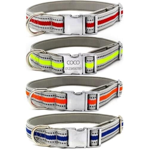 Reflective Cat Collars Personalized Custom Name ID Tags For Small Medium Large Kitten Necklace Neck Strap Beagle Correa Perro