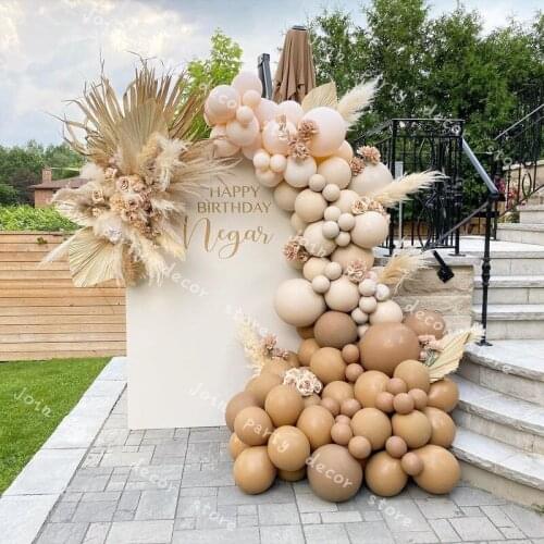 Balloons Kids Baby Shower Balloons Garland Arch Kit Doubled Cream Peach COCO Morandi Decoration Birthday Wedding Party Supplies