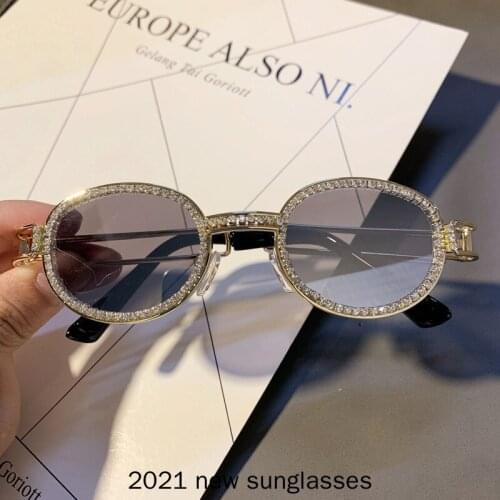 Vintage Rhinestone Sunglasses Women 2021 Trend Diamond Rhinestone Glasses Female Eyewear Vintage Eyeglasses Small Frames NX
