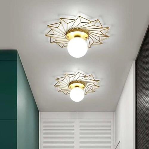 Golden Ceiling-Light Surface-Mounted Sun-Flower Shape Corridor Aisle Stair Balcony Ceiling Droplight G9 Led Bulb Inluded