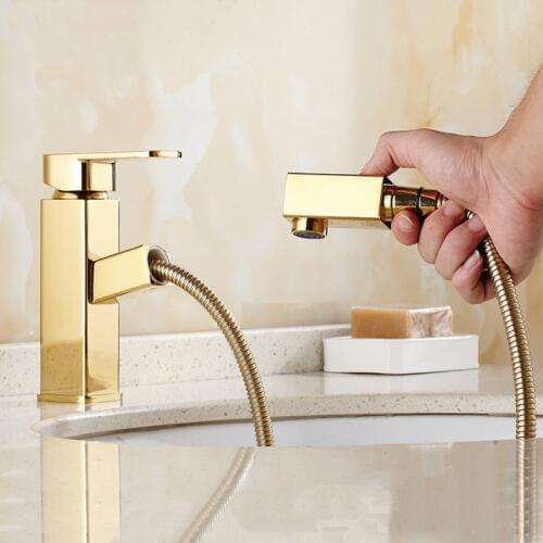 Gold Bathroom Basin Faucet Single Handle Single Hole Mixer Tap Deck Mounted Hot And Cold Tap Sink Brass Faucet