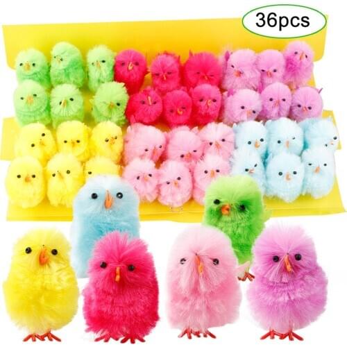 12/36PCS Simulation Easter Chick Yellow Mini Lovely Toy For Kids Home Decor Easter Gift Creative Cute Ornaments