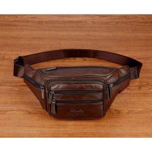 2019 Cross-Border Mens Casual Leather Waist Bag Multi-Function Cashier Business Bag Fashion Outdoor Sport Waist Bag