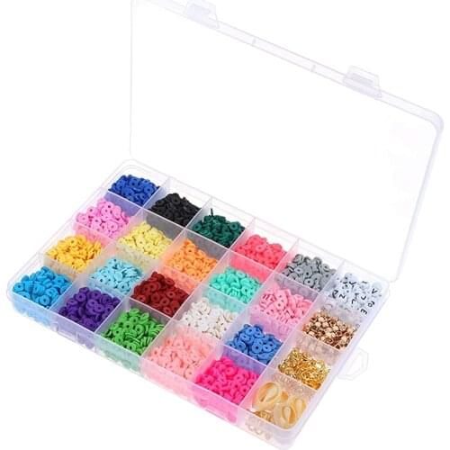 4000PCS Flat Polymer Clay Beads Jewelry Making Kit Beads DIY for Bracelet Round Handmade Polymer Clay Beads