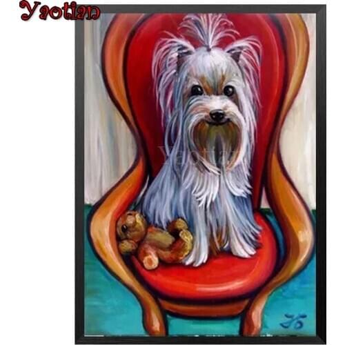 5D Diamond Painting Shih Tzu sitting on a chair Full Drill Square Diamond Embroidery Mosaic Needlework Rhinestones Handicraft