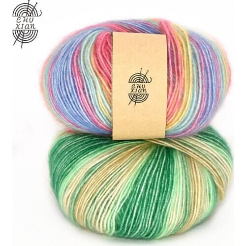 6pcs Free Shipping 50g/ball 70% Cotton Yarn 30% Acrylic Soft Colorful Section Dyed Yarn Handmke Babys Outfit Shoes Scarf Gloves