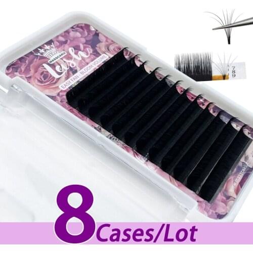 8pcs/lot MASSCAKU hot sale auto fans blooming eyelash mega volume c/d curl easy-fans premium natural synthetic eyelash extension