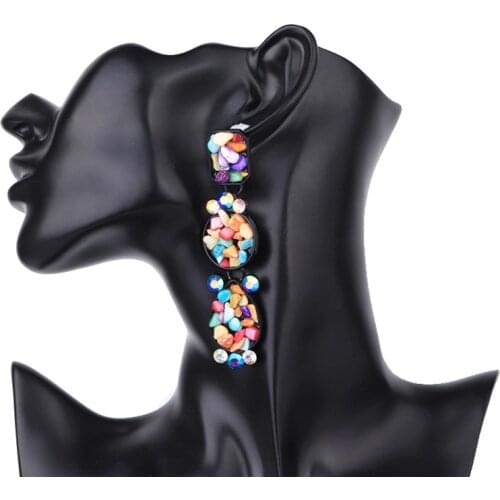 Handmade Bohemian Ethnic Resin Rhinestone Beaded Earrings for Women Bridal Wedding Party Statement Earring pendientes Jewelry
