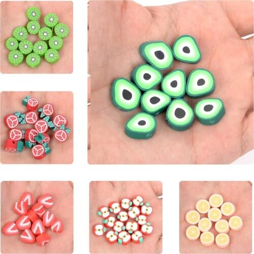 30pcs/Lot 10mm Mixed Colors Fruit Shape Clay Spacer Beads Polymer Clay Beads For Jewelry Making DIY Handmade Accessories
