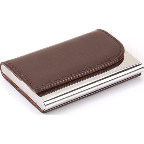 Horizontal Arc Corner PU Leather Magnetic Business Name Card ID holder Bank Credit Card Case Custom name logo