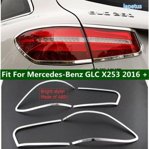 Lapetus Chrome Rear Tail Trunk Lights Lamp Decoration Frame Cover Trim ABS For Mercedes-Benz GLC X253 2016 - 2021 Accessories