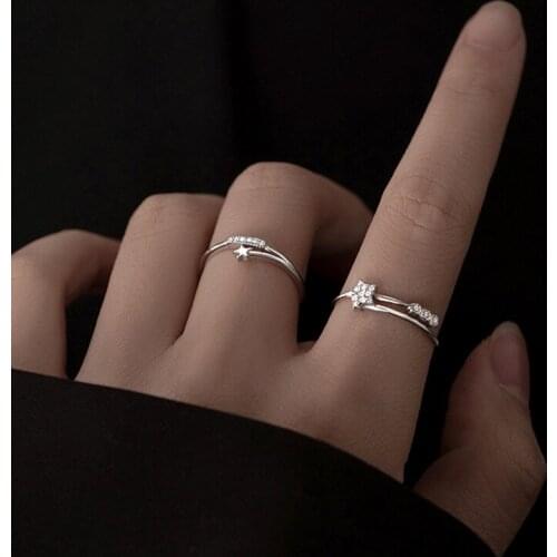 925 Sterling Silver Star-shaped Opening Personality Fashion Sense Index Finger Ring