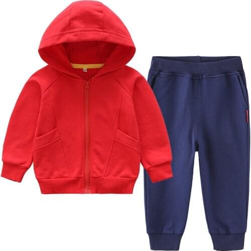 ZWY1253 Spring Baby Casual Tracksuit Children Boy Girl Cotton Zipper Jacket Pants 2Pcs/Sets Kids Leisure Sport Suit Clothing