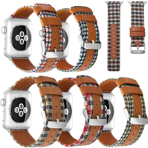 Leather Strap for Apple Watch Band 40mm 38mm 44mm 42mm Canvas Fabric Watch Band Bracelet for iwatch Series 654321se Band
