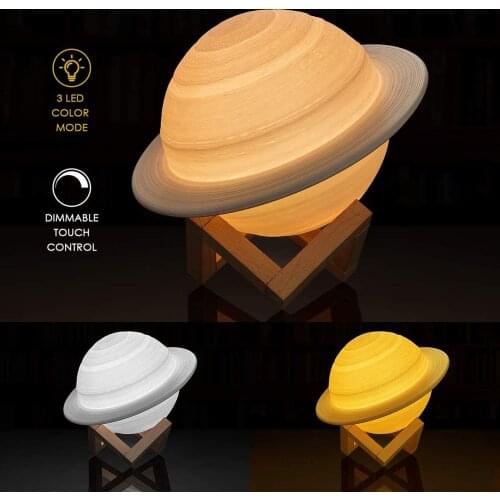 3D Printing Saturn Moon Lamp Touch/Pat/Remote Control 16Colors LED Night Light Bedroom Home Decoration for Kids Gifts Night Lamp