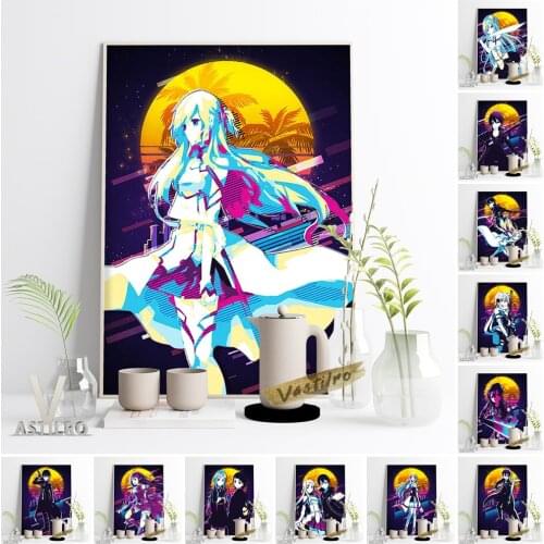 Hot Classic Anime Sword Art Online Poster Cartoon Role Print Art Wall Stickers Fans Gift Canvas Painting Kids Room Home Decor