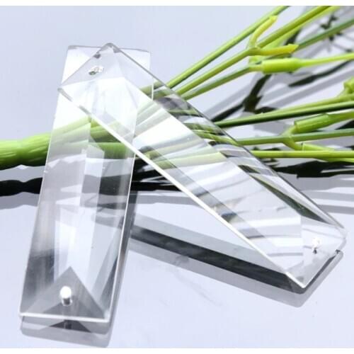 30pcs Chandelier Crystal Rectangle Glass Crystals with two holes, Wedding & Party Triangle strip Chandelier Crystal Cut Clear