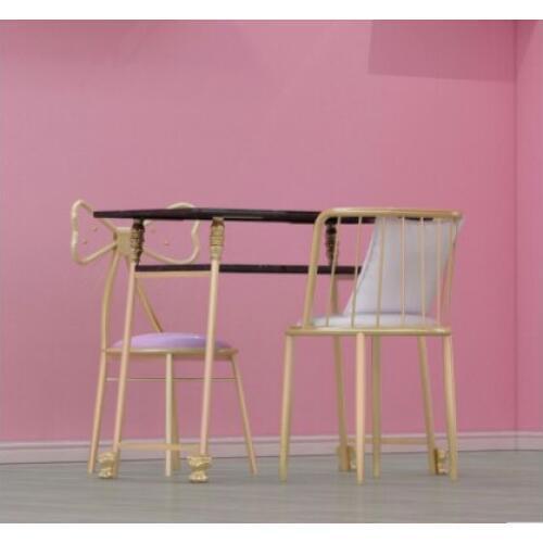 Golden black face marble nail table and chair single double table manicure table nail shop table and chair set combination