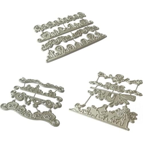 Halloween Pumpkin Skull Border Metal Cutting Dies Stencil Scrapbooking DIY Album Stamp Paper Card Embossing