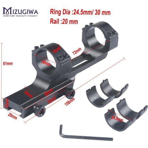 MIZUGIWA 25.4mm /30mm Ring Cantilever Scope Mount Weaver Picatinny Rail 20mm Tactical lightweight Flat Top Offset Airgun Rifle