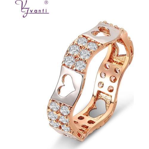 Kfvanfi Heart Fashion Rings 2020 Women Accessories Two Tone Rose Gold Silver Color Jewelry Love Gift Zircon Initial Finger Ring