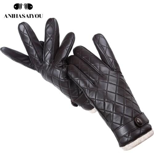 Fashion mens leather gloves Diamond grid touch gloves,Brand sheepskin mens gloves,Keep warm gloves male winter - 2012