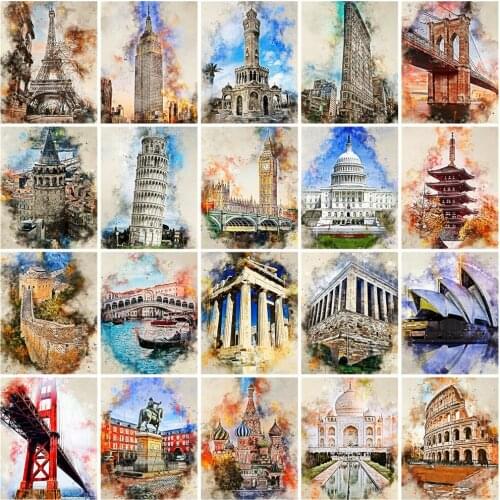 Huacan 5d Diamond Embroidery Kit Places Of Interest Diamond Painting Full Square Mosaic Landmark Eiffel Tower Landscape New