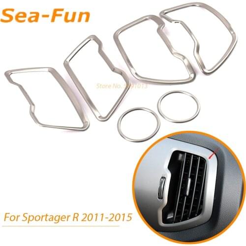 For Kia Sportage R 2011 2012 2013 2014 2015 6pcs Kit Car Air Conditioner Outlet Decorative Cover ABS Chrome Trim Accessories