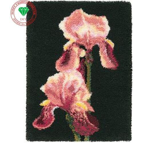 Carpets Hot Latch Hook Rug Kits DIY Needlework Unfinished Crocheting Rug Yarn Cushion Mat Embroidery Flowers Carpet Home Decor