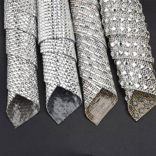 Glass Rhinestone Sticker Applique Trim Crystal Beaded Banding Mesh DIY Car Decoration Self Adhesive Patch Clothes Accessories