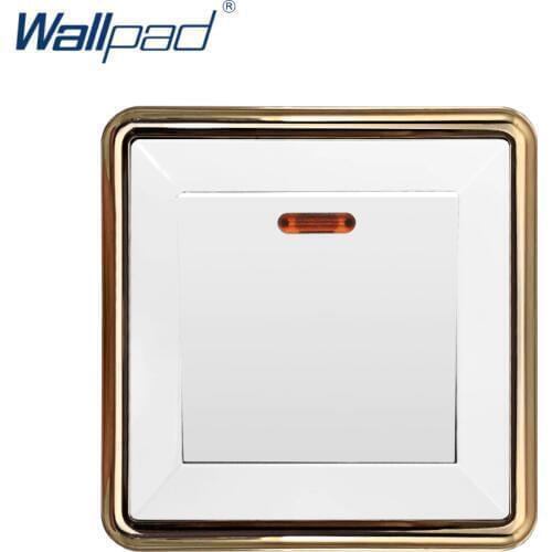 New Arrival Wallpad 20A Water Heater 2P Switch Double Polar Wall Light Switch Gold Panel LED Indicator