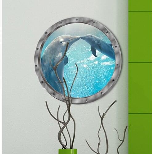 PVC Home decoration wall sticker Dolphin Wall Stickers Waterproof Sticker for Washing Machine Decoration for Bathroom Decals