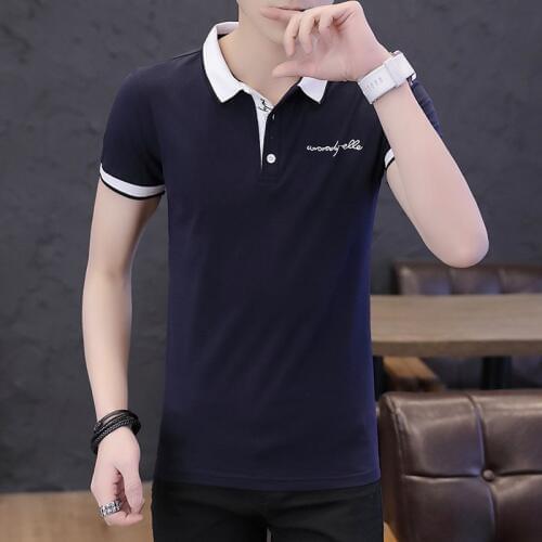 Men polo shirt short sleeve 2020 new summer youth pop lapel thin cotton male polo shirt teenage boy tops black white gray P14