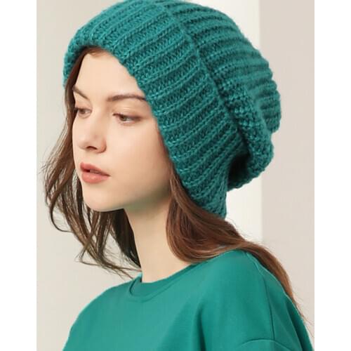 Woolen hat knitting needles hat ear protection warm face small autumn and winter hood soft and skin-friendly