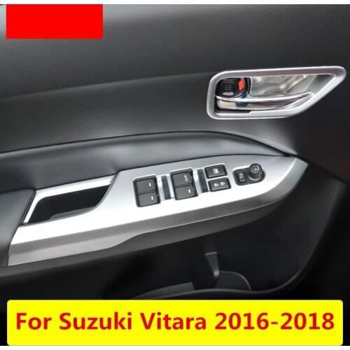 Car Styling Inner Door Handle Cover Door Bowl Frame Trim Sticker decoration Auto Accessories For Suzuki Vitara 2016-2018