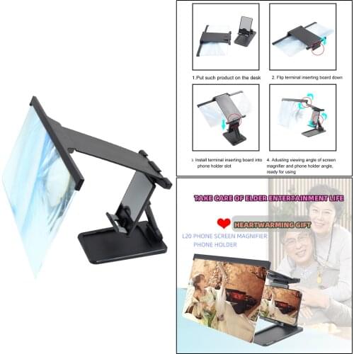 12'' Screen Magnifier for Cell Phone Movies Videos 3D HD Magnifying Bracket with Phone Stand Accessories