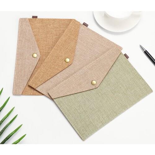 1PC A4/A5 Imitation Linen Big Capacity Document Bag Simple Canvas Felt File Bag Briefcase File Folders Office School Supplies