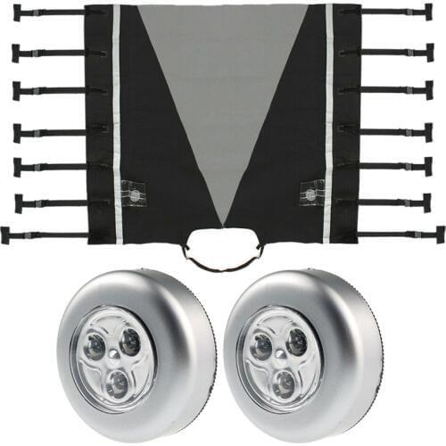 Waterproof Universal Caravan Front Towing Cover Hitch Cover Protector Hitch Coupling Lock Cover with 2x LED Guard Light for RV