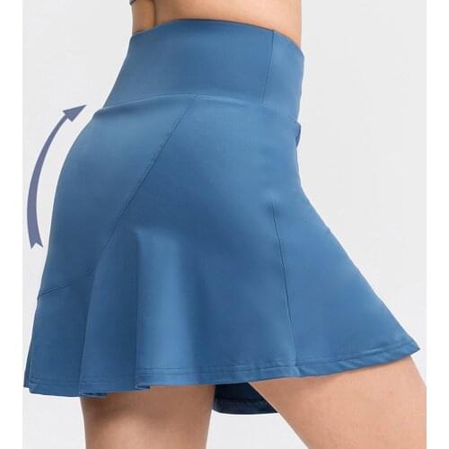High-end Women Tennis Skorts Sport Athletic Yoga Shorts Skirt Solid Color Anti Exposure Fitness High Waist Female Sportswear