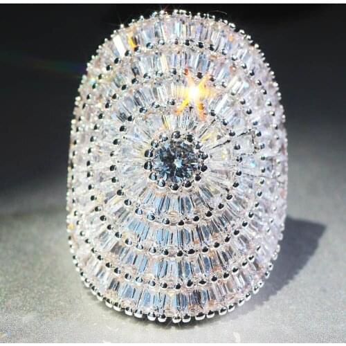 YaYI Jewelry Fashion Complex Design 100% Natural Zircon Moissanite Gemstones Silver Color Engagement Wedding Party Copper Rings