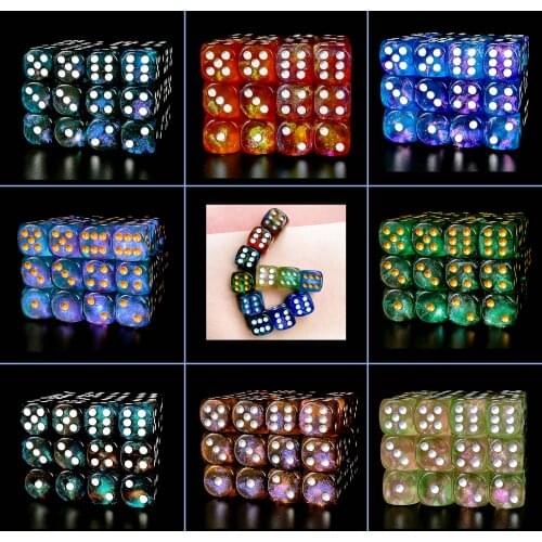 10Pcs/Set Dice D6 Two-Color with Glitter Dice for DND RPG MTG Club Gambling Desktop Funny Games Outdoor Party Bar D6 Dice